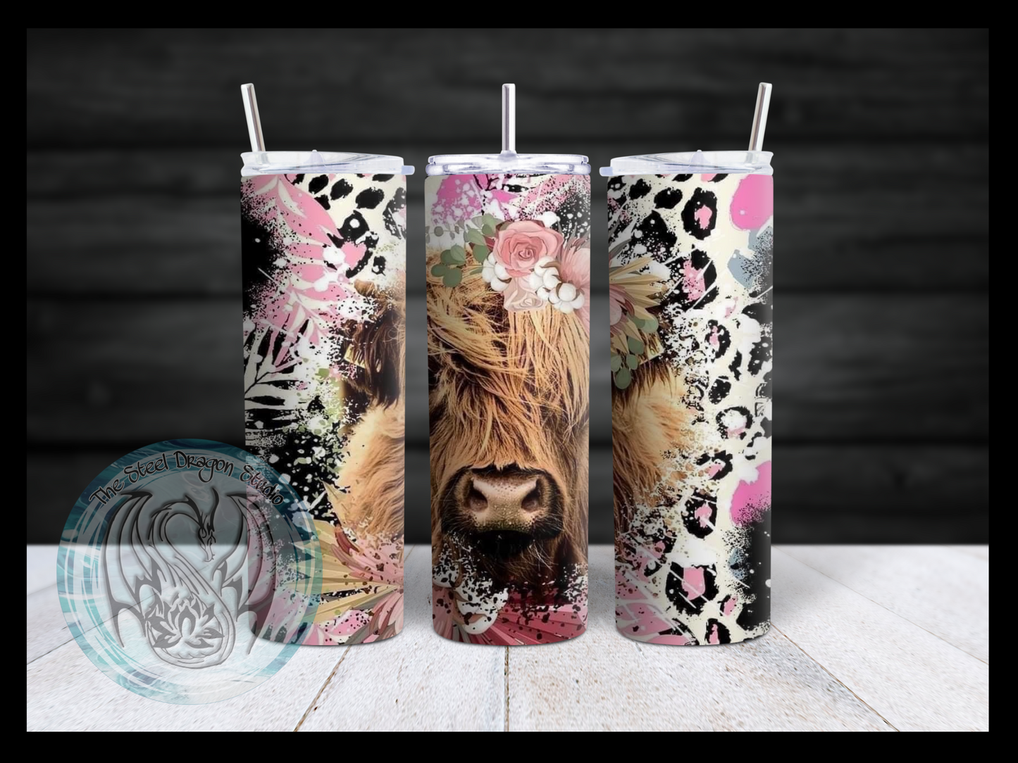 Highland Cow Pink Leopard (sublimation)