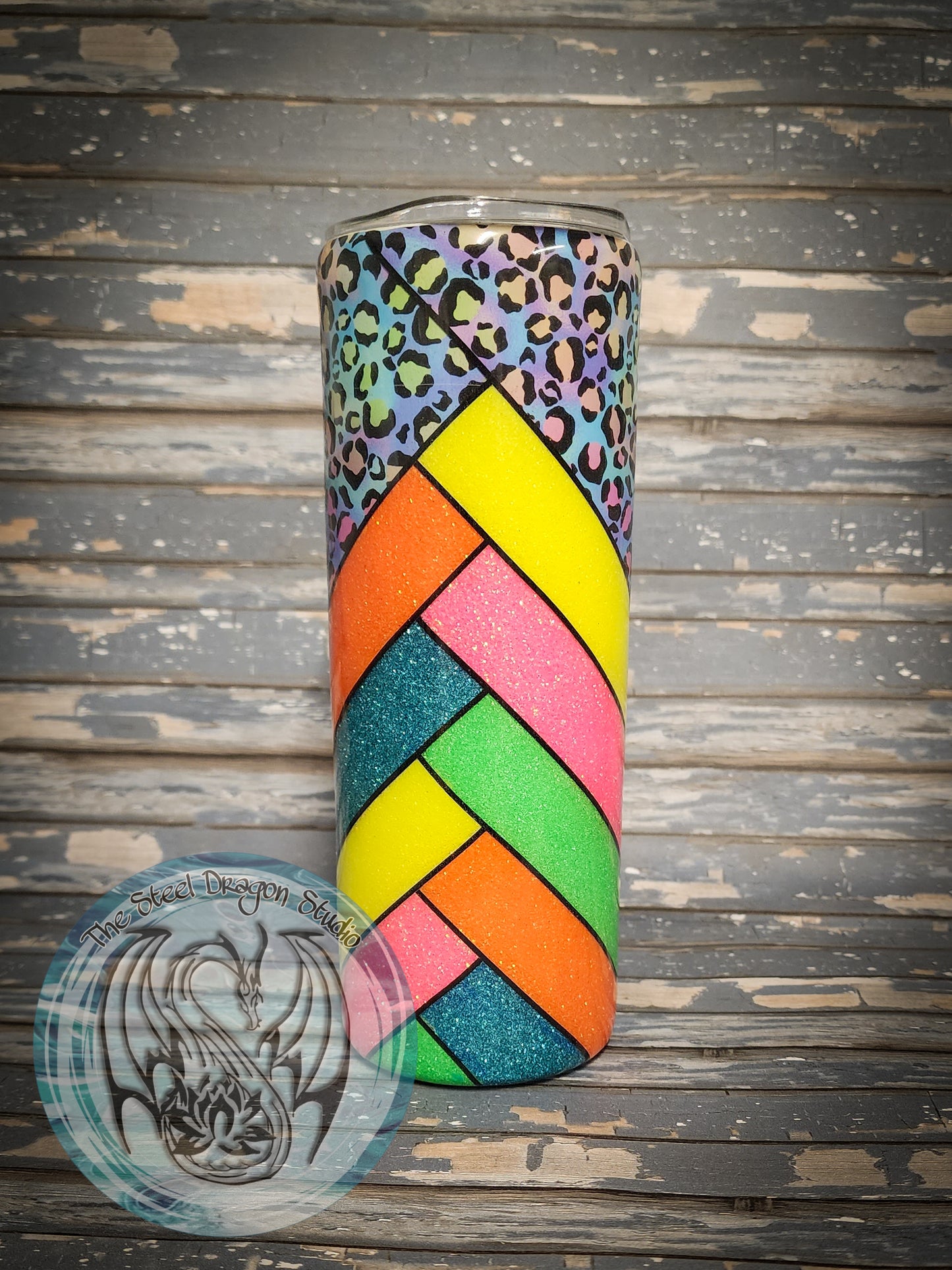 Neon Leopard Herringbone