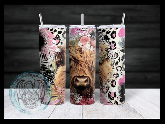 Highland Cow Pink Leopard (sublimation)